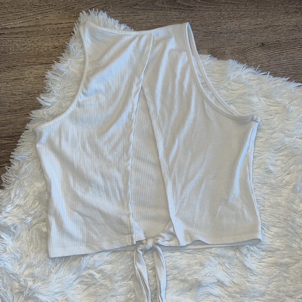 ALYA Open Back White Ribbed Tank Top - XL - Picture 3 of 3